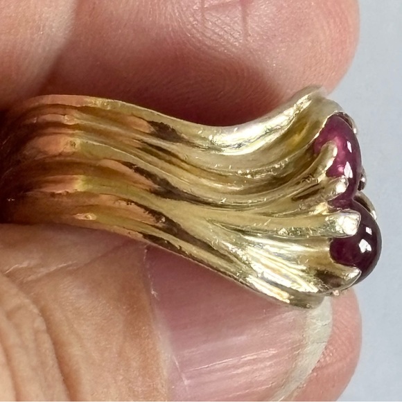 JAMES AVERY - SOLID 14K WIDE SWIRL RING WITH RUBY CABOCHONS - SIZE 6.5 - Picture 4 of 16